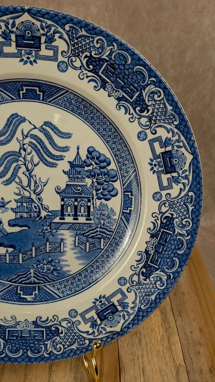Assiette anglaise Old Willow bleu blanc – photo 4